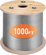 1000ft Stainless Steel Cable 3/16 Inch T316 Marine Grade Wire Rope