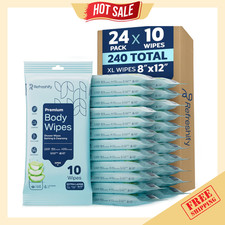 240 XL Shower Wipes   Body Wipes for Adults Bathing No Rinse   24 Packs of 10  