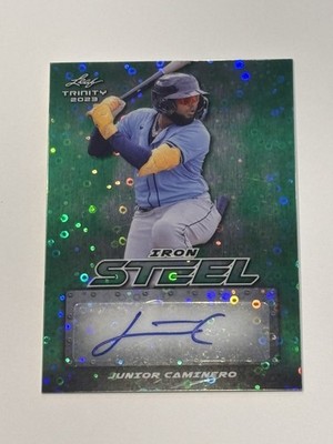 2023 Leaf Trinity JUNIOR CAMINERO Iron Steel Rookie RC Auto Green 3/4