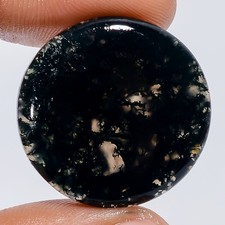 100 Natural Moss Agate Round Cabochon Loose Gemstone 28.5 Ct 24X24X5 mm X-27439