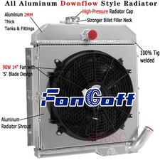 4 Rows Aluminum Radiator Shroud Fan For 1965-1971 Jeep Cj5 Base Buick 3.7l V6