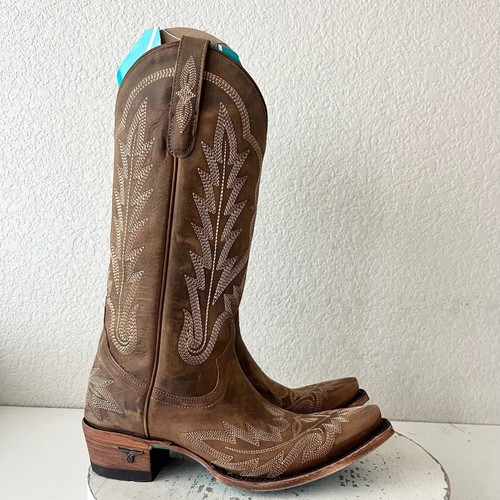 Lane LEXINGTON Womens Cowboy Boots Size 6.5 Brown Western Cowgirl Mid Calf Tall - Picture 2 of 12