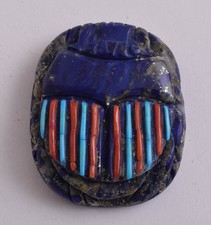Lapis Lazuli Scarab Turquoise Red Coral Egyptian Beetle Gemstone 2.3" / 99 gram