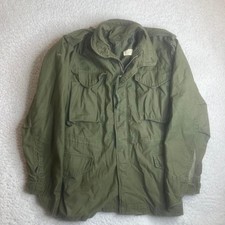 Vintage M65 men's olive green field jacket 60s 50s zipper heavy xs