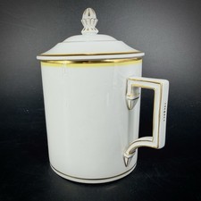 Great porcelain lidded cup Meissen 1st Wahl Yellow with Gold Rim - Mug
