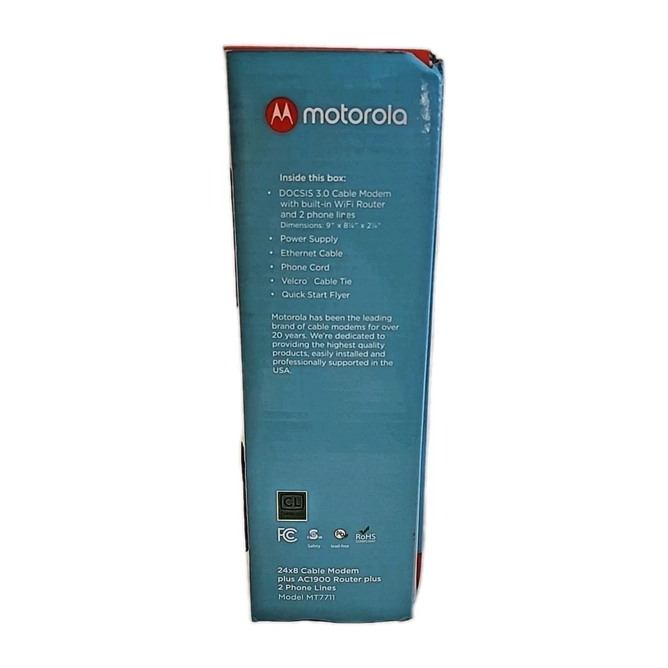 New Motorola 24x8 Cable Modem + AC1900 WiFi Router + 2 Phone Lines | Read Descr. - Image 3 of 4