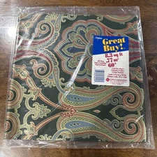 New Paisley Dark Green Wrapping Paper Gift Wrap VTG 2 Full Sheets Sealed Retro