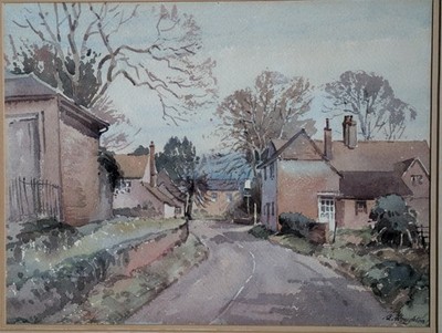 Original Aquarell Gemälde Straßenszene von Albert Houghton FRSA 1906-1997