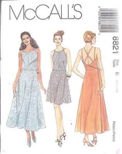 8821 UNCUT McCalls Vintage SEWING Pattern Misses Back Wrap Dress Summer Casual