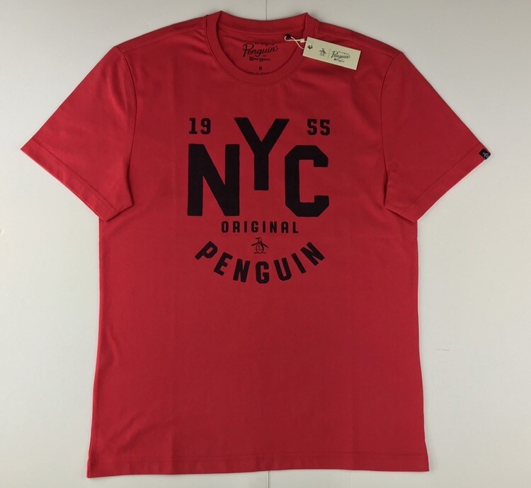original penguin Red nyc crew neck t shirt mens Size medium UK