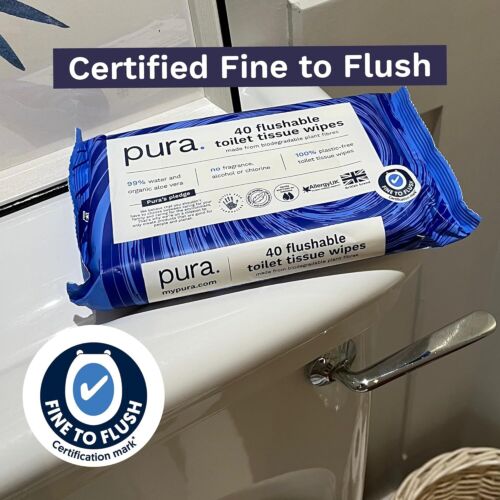 Flushable Moist Toilet Tissue Wipes, 1 Pack of 40 Wet Wipes, 100% Plastic Free, - Picture 2 of 4