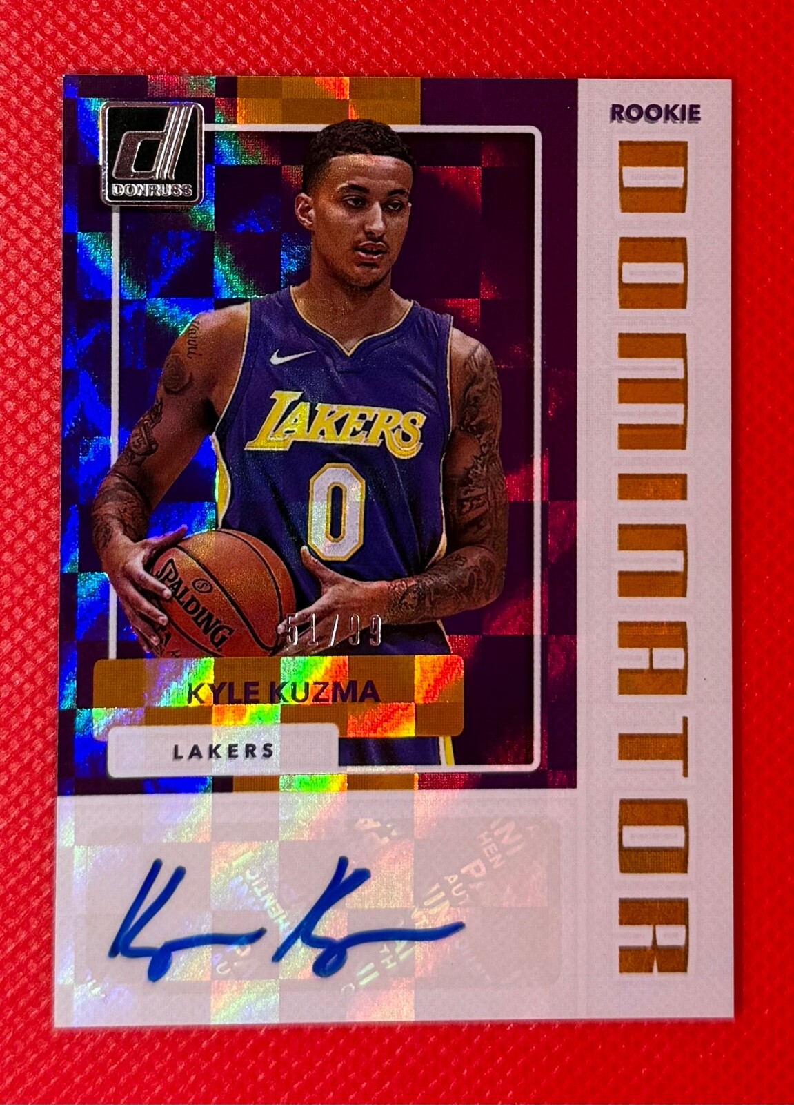 2017-18 Panini Donruss KYLE KUZMA Rookie Dominator AUTO #51/99
