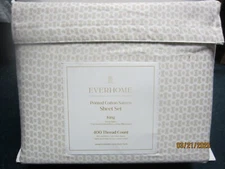 Everhome Printed Cotton Sateen Peyote Sheet Set Size King 400 Thread Count