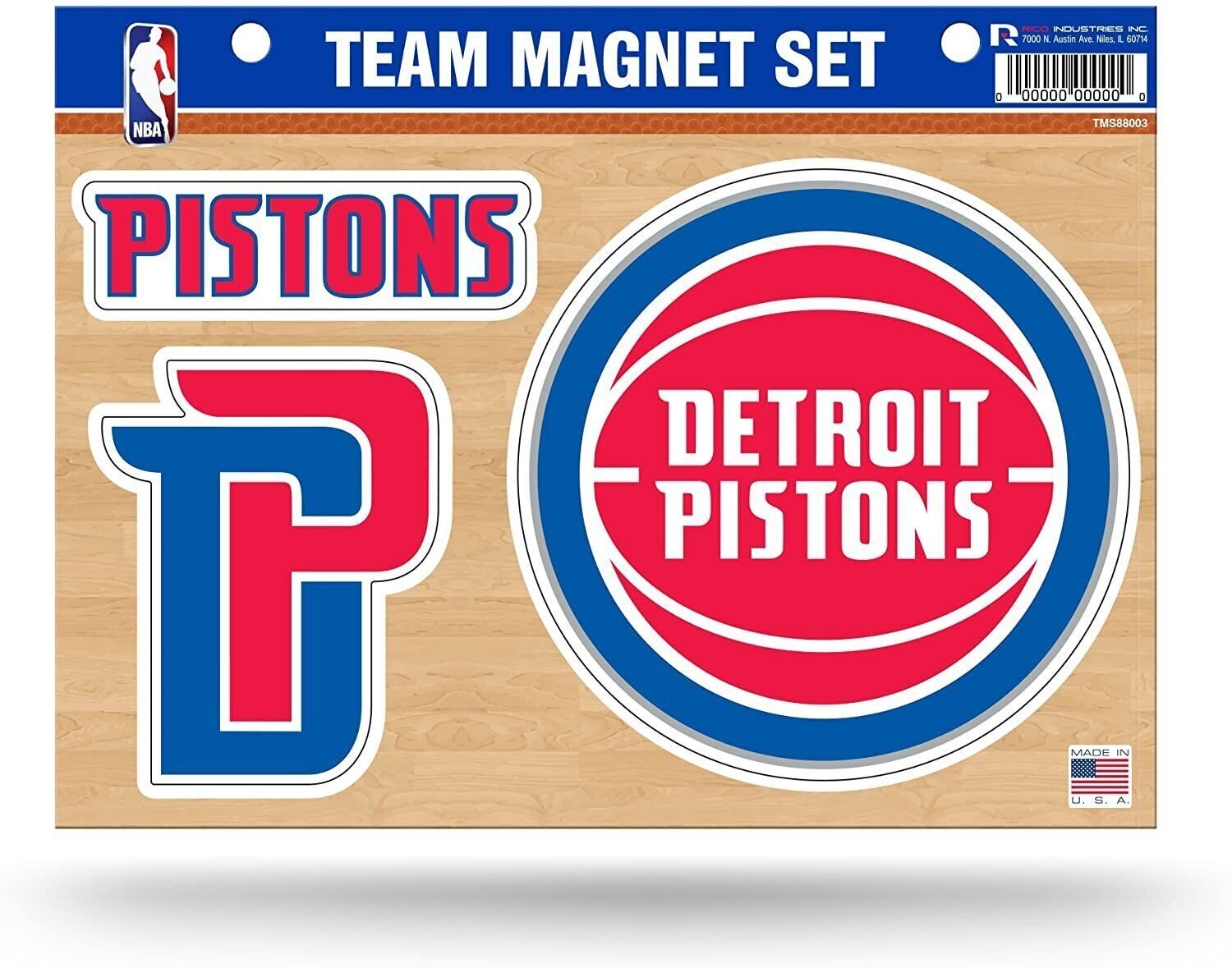 Detroit Pistons Multi Magnet Set 8.5x11 Inch Die-Cut for Auto and Home