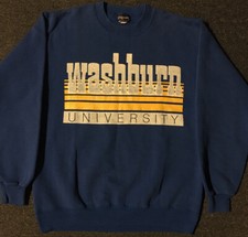 Vtg 90s Washburn University Faded Sweatshirt M USA College Track Grunge PE 80s