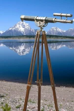 Antique Working Telescope Wooden Tripod Standing 39" Inch Double Barrel Gift
