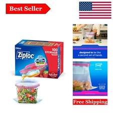 100 Reusable Quart Storage Bags with Grip n Seal - Perfect for Meal Prep