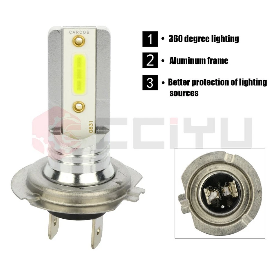 4pcs H7 LED Headlight Bulb Kit Hi Low Beam 40W 7000LM Super Bright 6000K White - Изображение 2 из 4