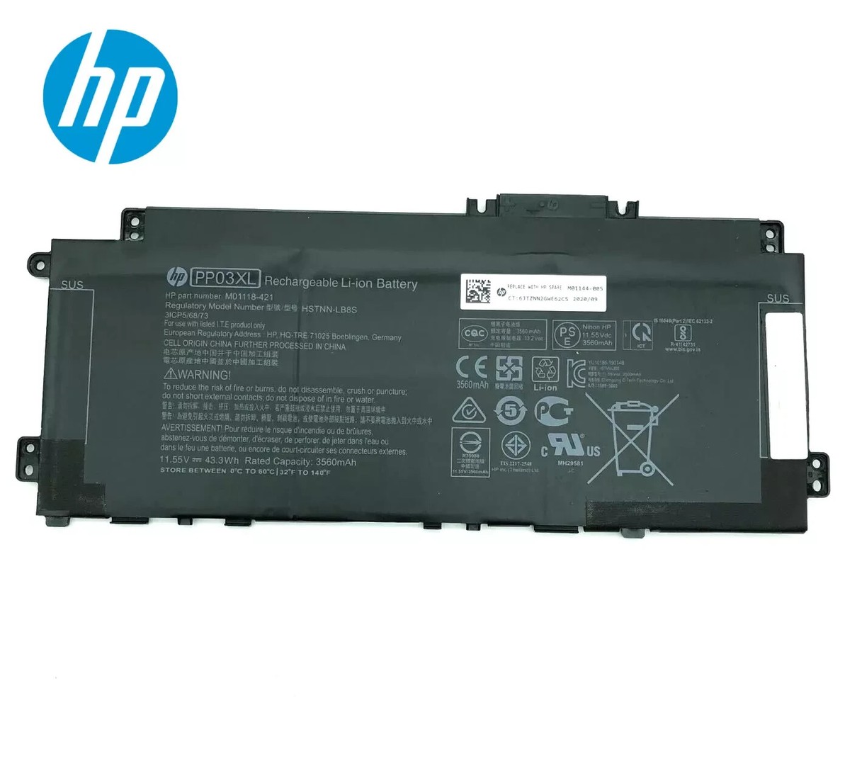 HP PP03XL Battery FOR Pavilion x360 13-BB 13-BB0000 14-DV 14-DW 14 - Main Image