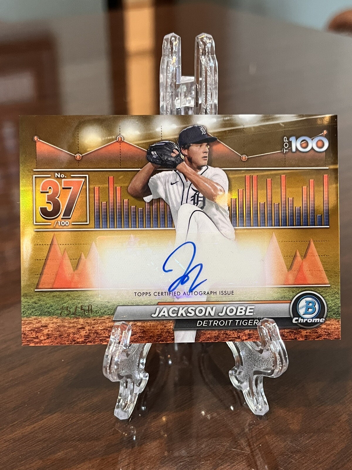 2024 Bowman Scouts Top 100 Gold Refractor 29/50 Jackson Jobe #BTP-37 Auto