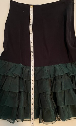 Vintage Rifat Ozbek Skirt. Black With Dark Green Taffeta Ruffles. Mid Calf. Rare - Picture 7 of 17