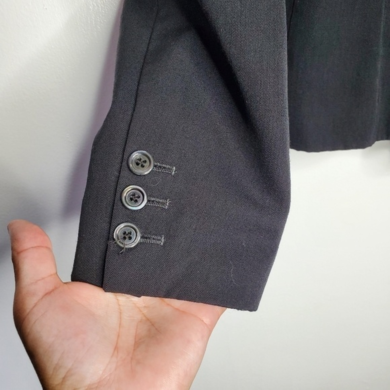 VINTAGE Angelo Tarlazzi Black Wool Cropped Dinner Jacket Size 38