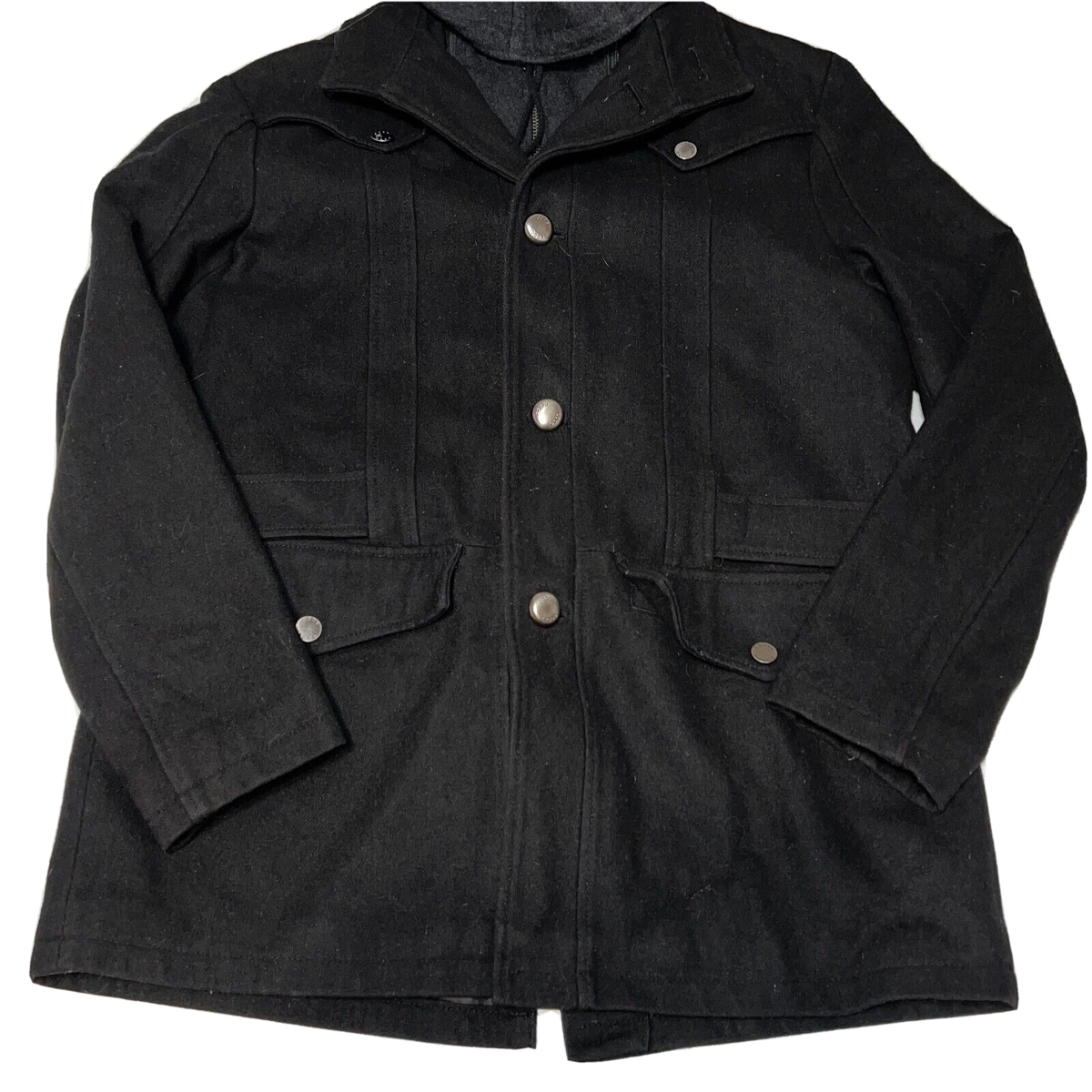 Coogi Mens Black Wool Blend Heavy Winter Jacket Coat Size Large