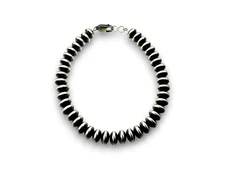Navajo Sterling Silver Rondelles Saucer Flat Bead Bracelet 6mm 8" 97608