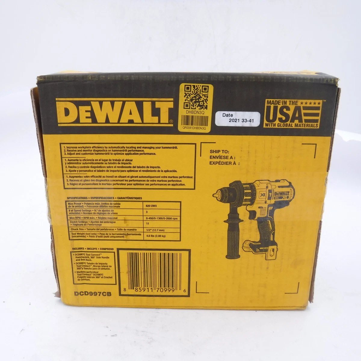 Dewalt 20V Max XR Brushless Tool Connect Hammerdrill DCD997CB