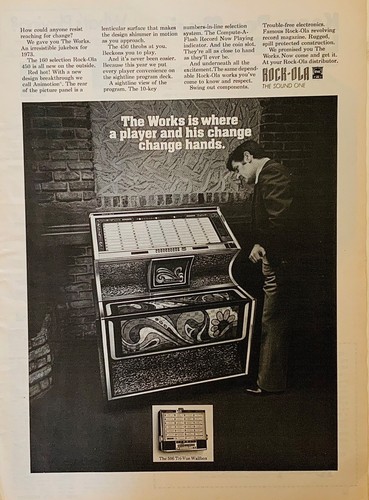 ROCK-OLA 452 CONSOLE DELUXE JUKEBOX+1973+ORIGINAL FULL PAGE USA ADVERT - Picture 2 of 5