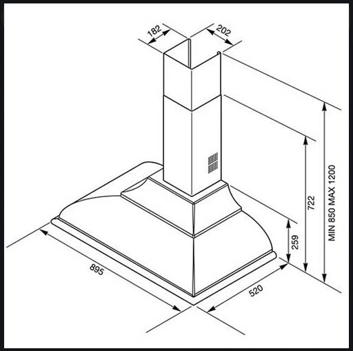 KITCEKBT para chimenea de extensión de humos Smeg para Cortina KC19AOE Foto 4 de 4