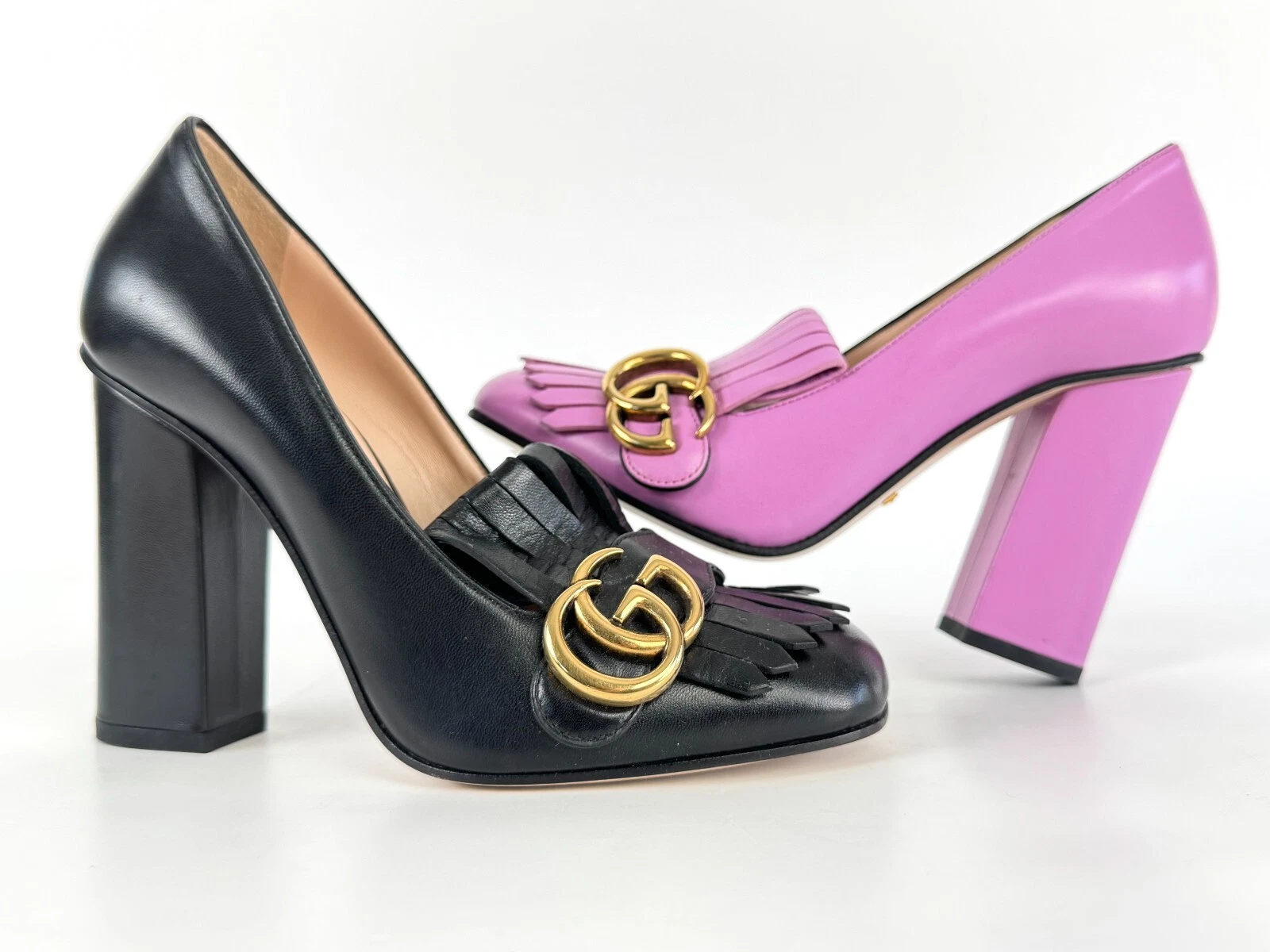 Chaussures escarpins Gucci MisMatch Color taille 6 6,5 US 36 36,5 EU rose noir Marmont comme neuves
