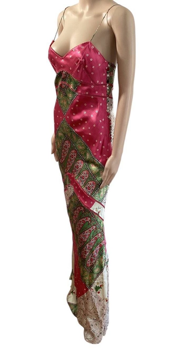 CHRISTIAN DIOR BY JOHN GALLIANO S/S 2004 PAISLEY MAXI DRESS SIZE 8