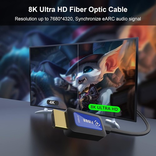 Fiber Optic HDMI Cable 15M, 48Gbps High-Speed HDMI 2.1 Cable 8K@60Hz 4K@120Hz - Picture 4 of 7