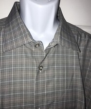 Michael Kors Shirt 18 34/35 Gray Glen Plaid Luxe Cotton Button Front EUC