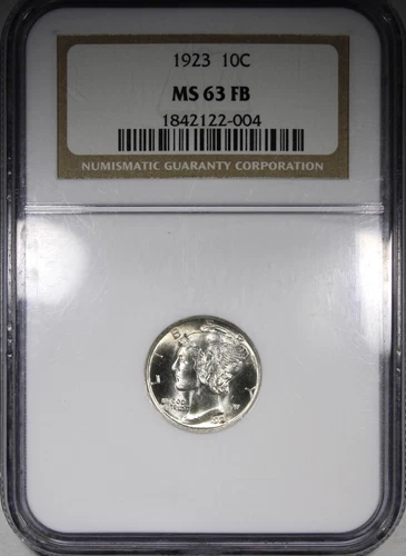 1923 Mercury Dime NGC MS63FB Flashy Mostly White Better Date 10C