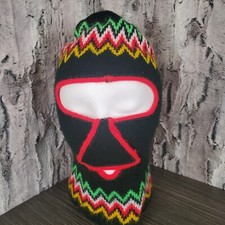 Vintage 70's - 80's Full Face Ski Mask Balaclava, Zig Zag Design Lightweight