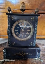 Französische Kamin-Uhr Pendule schwere Viktoranische Tischuhr ca.1890 Marmor