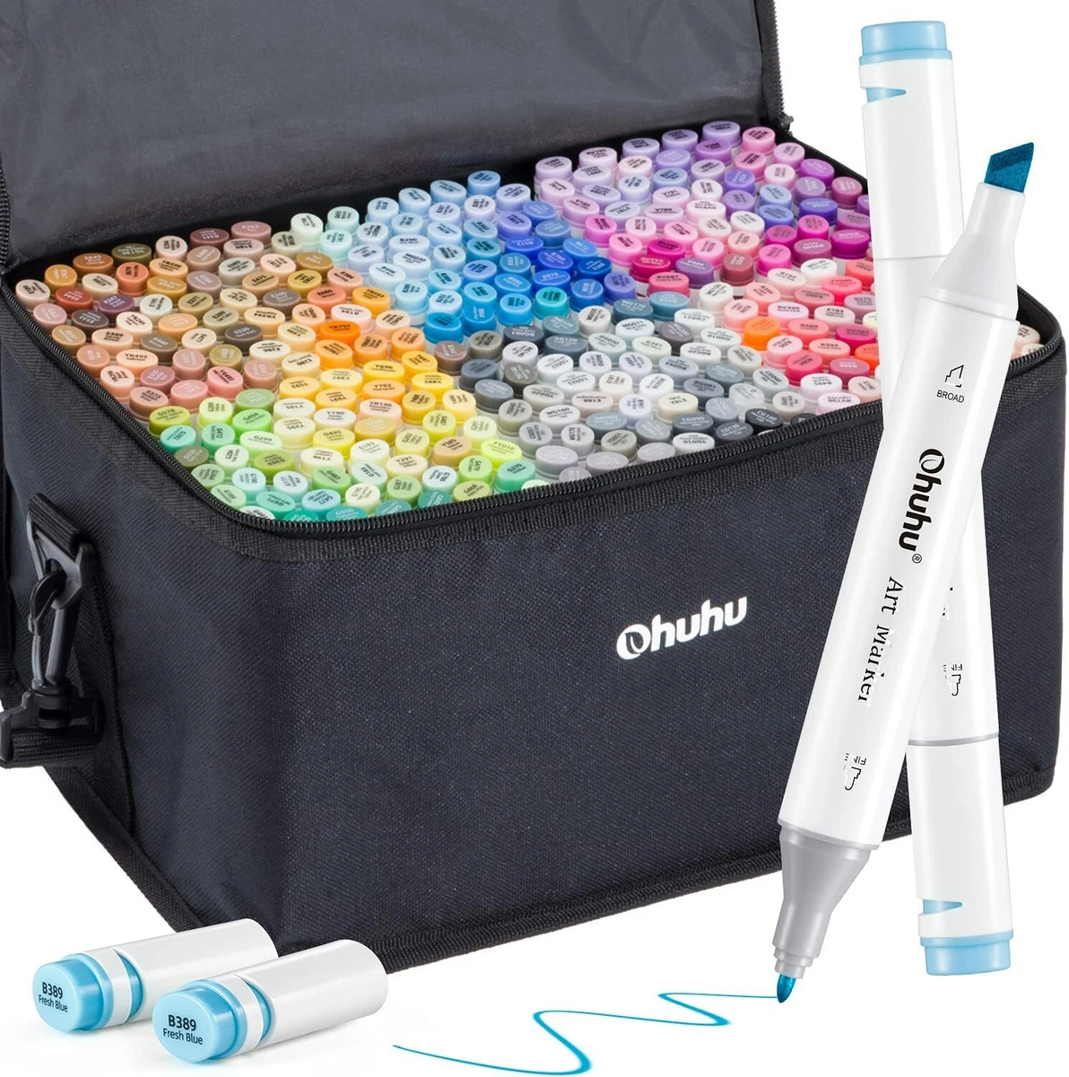 Ohuhu Illustration Marker 320 All Color Set & Blender Pen With Carrying  Case New