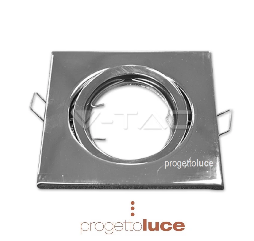 V-TAC PORTAFARETTO QUADRATO DA INCASSO GU10 MR16 GU5.3 FARETTO ORIENTABILE 7227 - Immagine 2 di 2