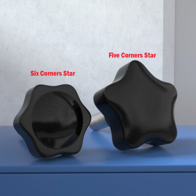 Plastic-Head Thumb Screws 5/6 Star Knobs M4-M12 Steel Stud Clamping Knob Jig