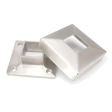 Stainless Steel Base Flange+ Cover Combo for 1-1/2" x 1-1/2" & 2"x2" Square Post