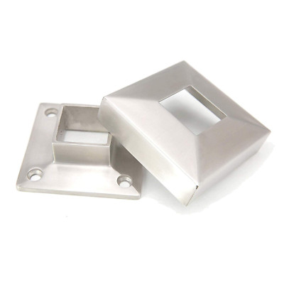 Stainless Steel Base Flange+ Cover Combo for 1-1/2'' x 1-1/2'' & 2''x2'' Square Post