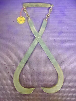 Antique Mohawk Brand Ice Block Tongs Hand-Forged Iron Hook Primitive Vintage