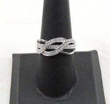 Sterling Silver .21 cttw Round Cubic Zirconia Wavy Band Ring