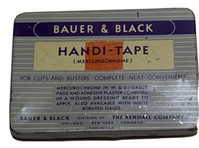 Vintage Bauer & Black Handy First Aid Kit Advertising Tin Empty Inside Info