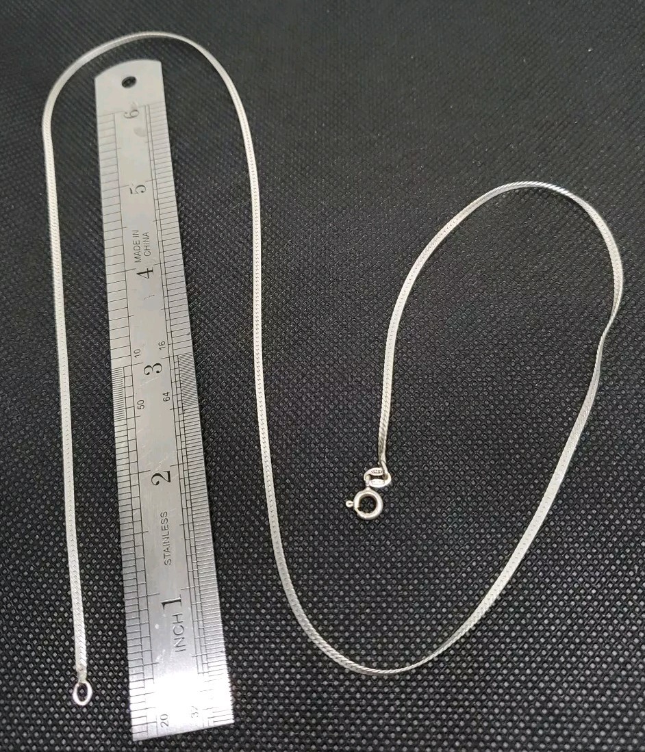 Real Solid 925 Sterling Silver Herringbone Chain … - image 1