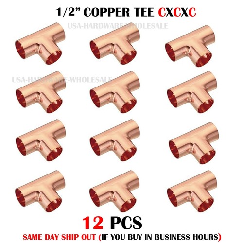 1/2" TEE C x C x C (BAG OF 12) - COPPER PIPE FITTING (For 5/8"O.D. Pipe)