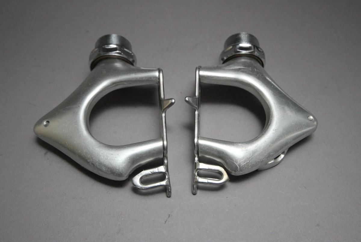 NOS Shimano Dura Ace AX pédales Dynadrive avec crochet de pédale en L + sangle de pédale en nylon Vintage