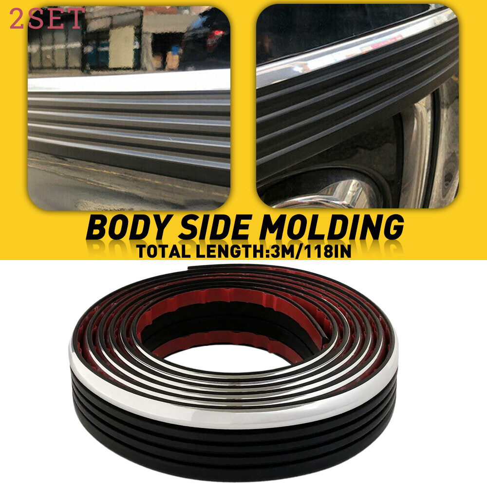 2set For 88 - 98 Chevy GMC Body Side Molding Chrome Truck Tahoe Yukon Blazer 118